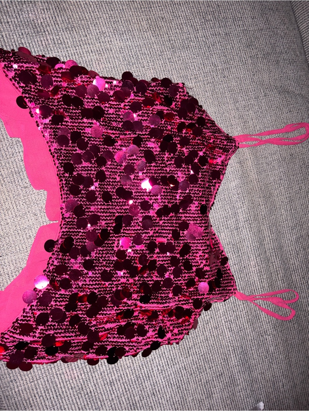 Pink Sequin Crop Top